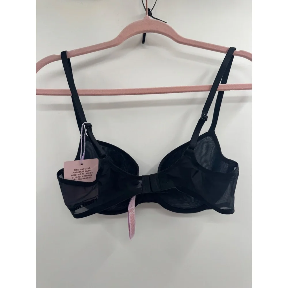 Savage X Fenty by Rihanna Nothin' But Net Plunge Bra Women 34C Black Unlined NWT